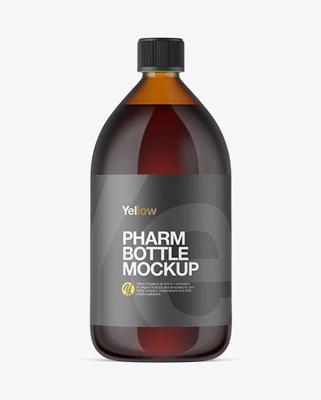 Download 1000ml Amber Glass Bottle Mockup